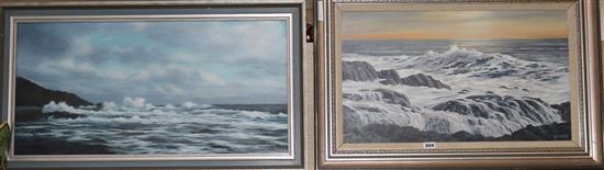 Geoffrey Lilley, two oils, seascapes, largest 35 x 59cm